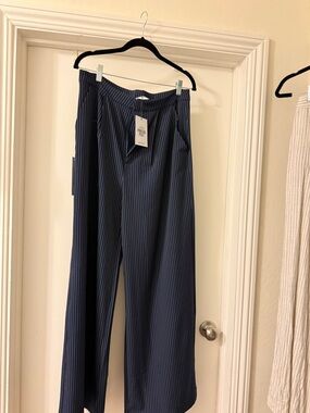 Princess Polly Navy Pinstripe Trousers